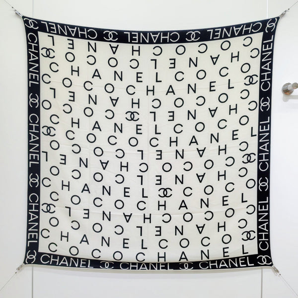 CC 25 Scarf 140CM White Black Cashmere 293085