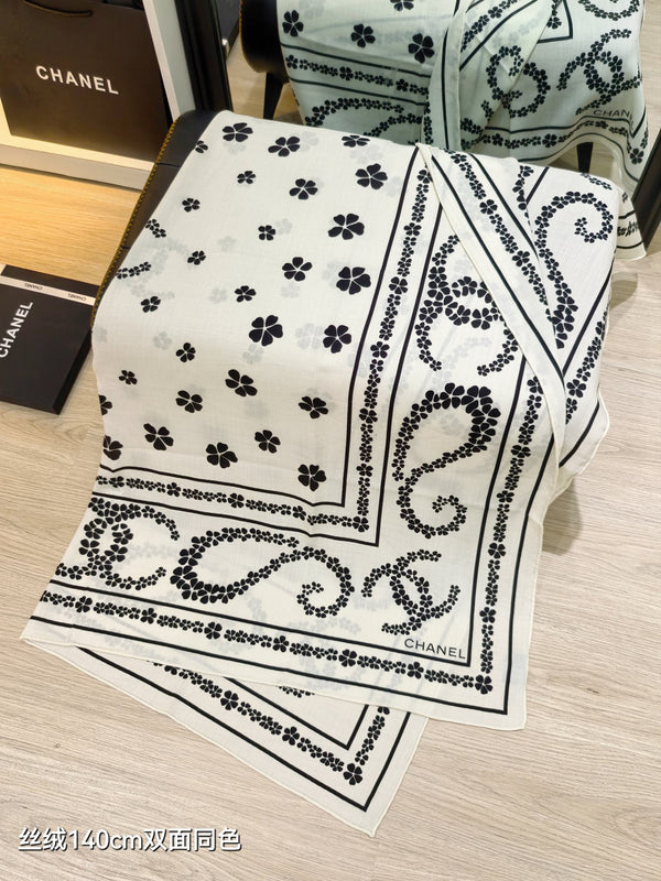 Écharpe CC 25 Cachemire Blanc 140CM 293091