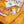 HM A l'Ombre des Boulevards Scarf 90x90cm Orange Yellow Twill Silk 303275