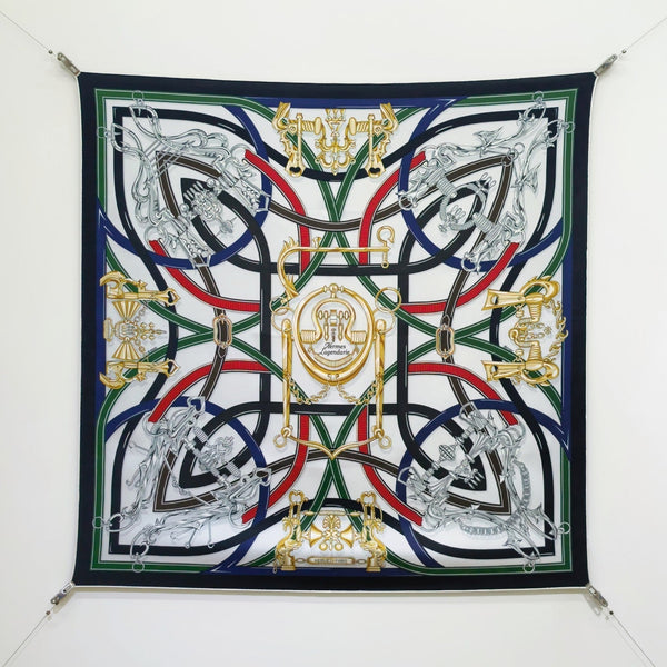 HM Harnais Legendaire Scarf 90x90 Black Colorful Twill Silk