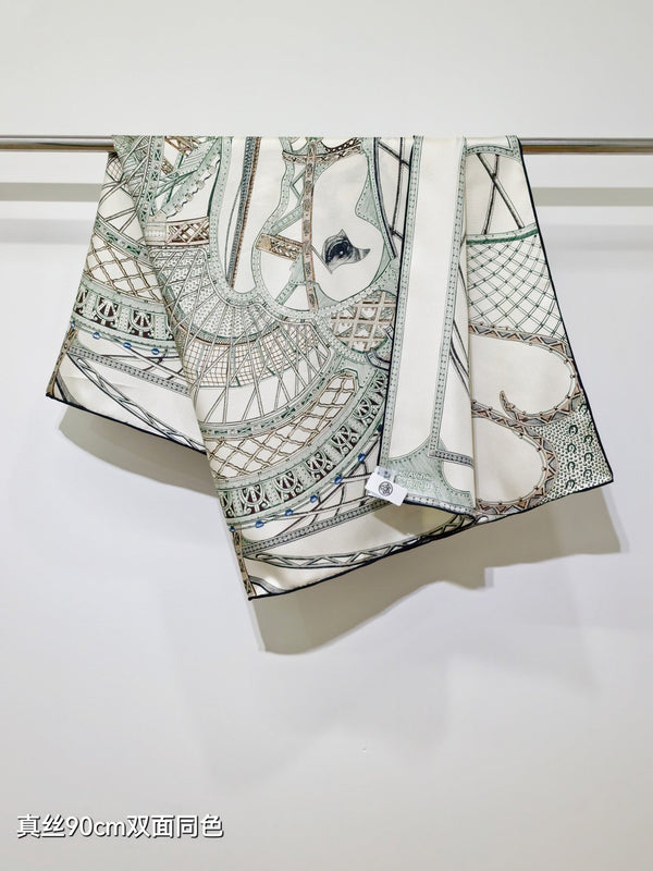 HM 26s Chevaux d'Hephaistos 90x90cm Scarf Twill Silk 402764