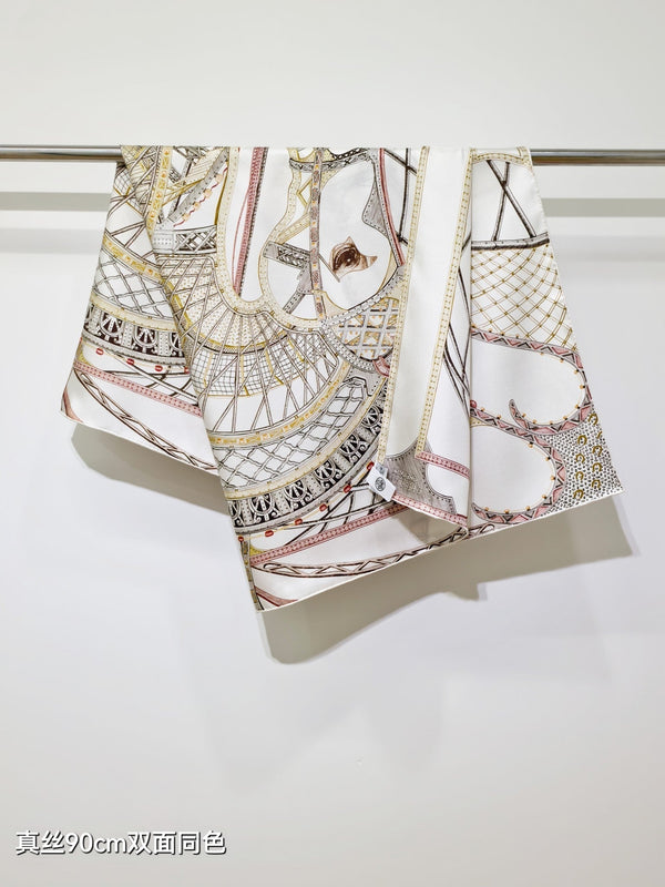 HM 26s Chevaux d'Hephaistos 90x90cm Scarf Twill Silk 402765