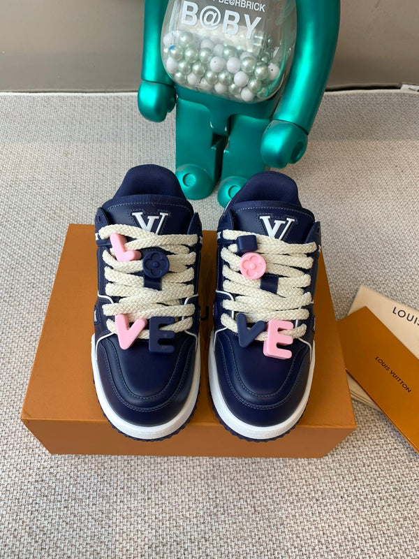 LV Trainer Maxi Sneaker Blue Charcoal Calfskin