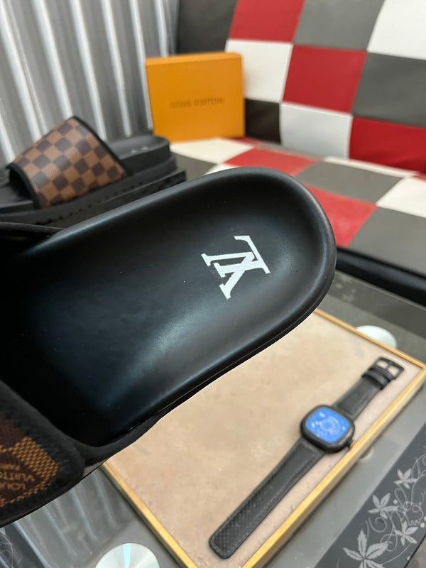 MIAMI MULE IN JACQUARD DAMIER MARRONE CANNELLA