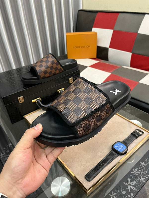 MIAMI MULE IN JACQUARD DAMIER MARRONE CANNELLA