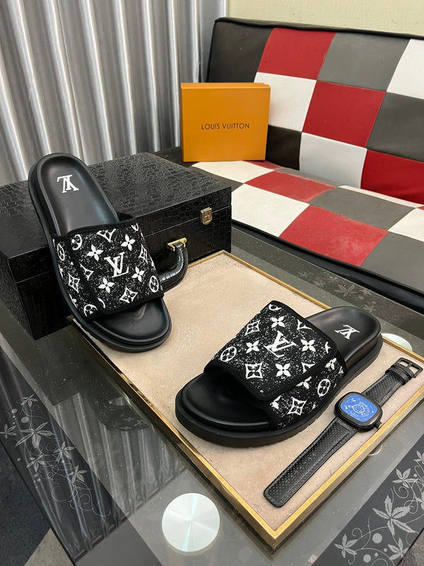 MULE MIAMI IN JACQUARD CON MONOGRAMMA BIANCO E NERO