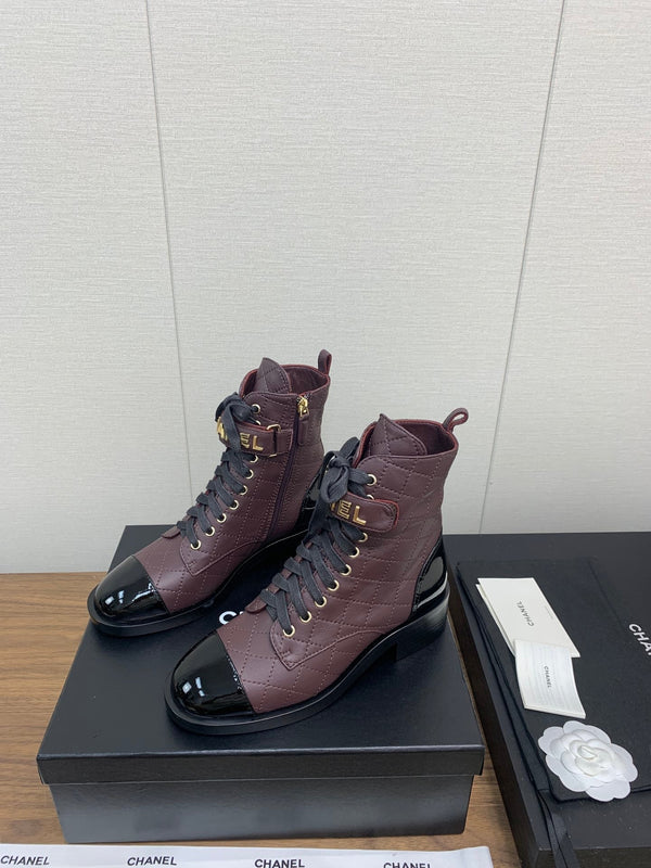 CC Short Boots Red Brown Cowhide