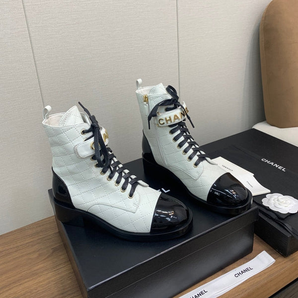 CC Short Boots White Cowhide