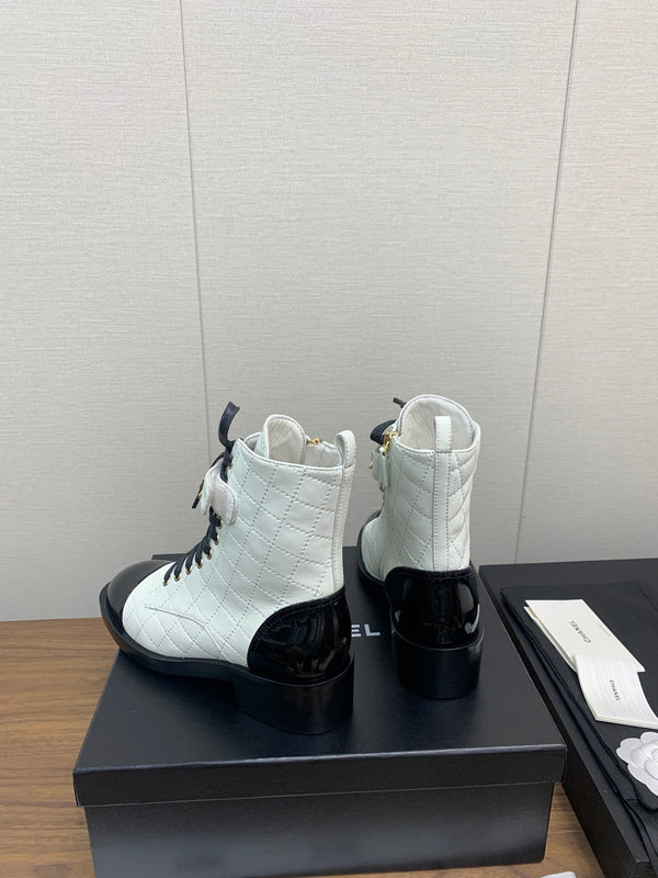 CC Short Boots White Cowhide