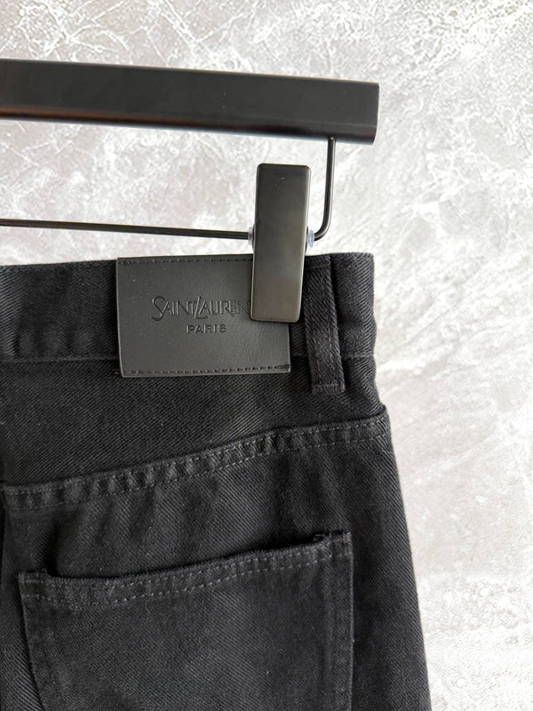 Jeans neri dritti YSL in cotone