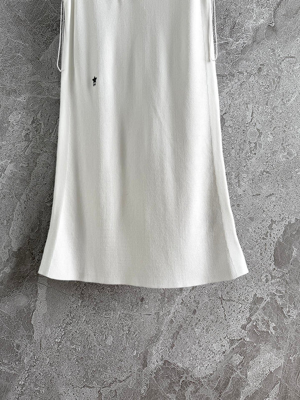 CD Collar Dress White Viscose