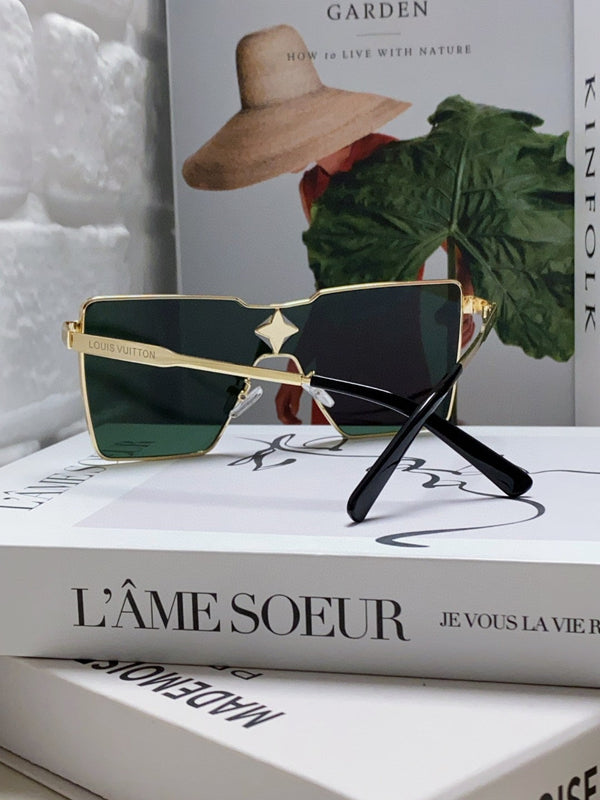 OCCHIALI DA SOLE CYCLONE 581373 IN METALLO ORO LENTI VERDE SCURO
