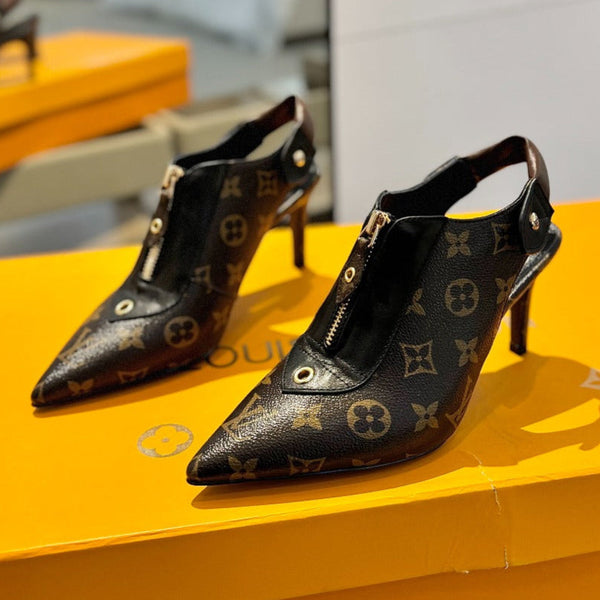 SANDALI ALLURE HIGH 8 CM IN PELLE DI VITELLO MONOGRAM MARRONE CIOCCOLATO