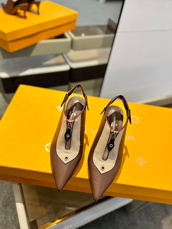 SLINGBACK ALLURE HIGH 8 CM IN PELLE DI VITELLO MARRONE SABBIA MIX CIOCCOLATO