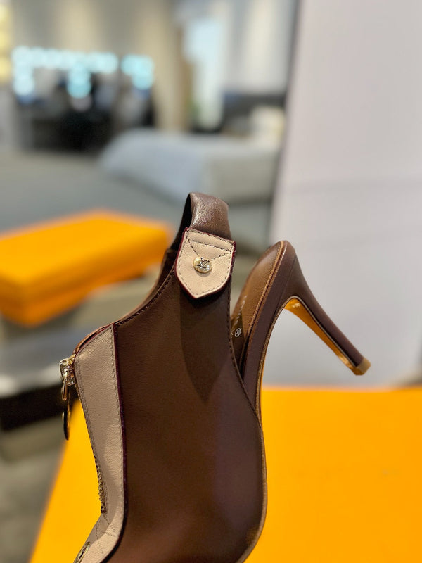 SLINGBACK ALLURE HIGH 8 CM IN PELLE DI VITELLO MARRONE SABBIA MIX CIOCCOLATO