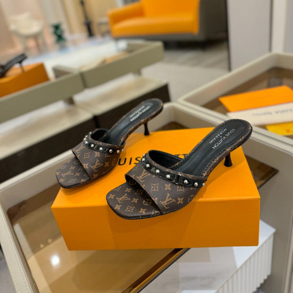 LV x TM 6AM Mule 4cm Brown Monogram coated canvas 241212