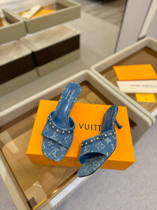 LV x TM 6AM Mule 4cm Blu Denim 241214