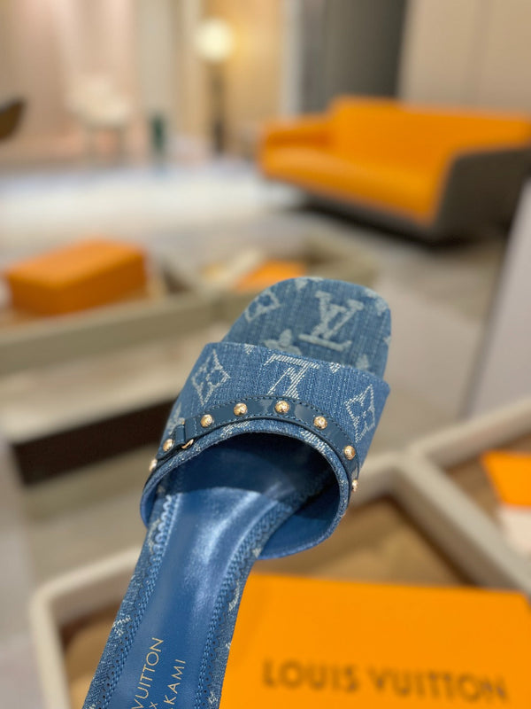 LV x TM 6AM Mule 4cm Blu Denim 241214