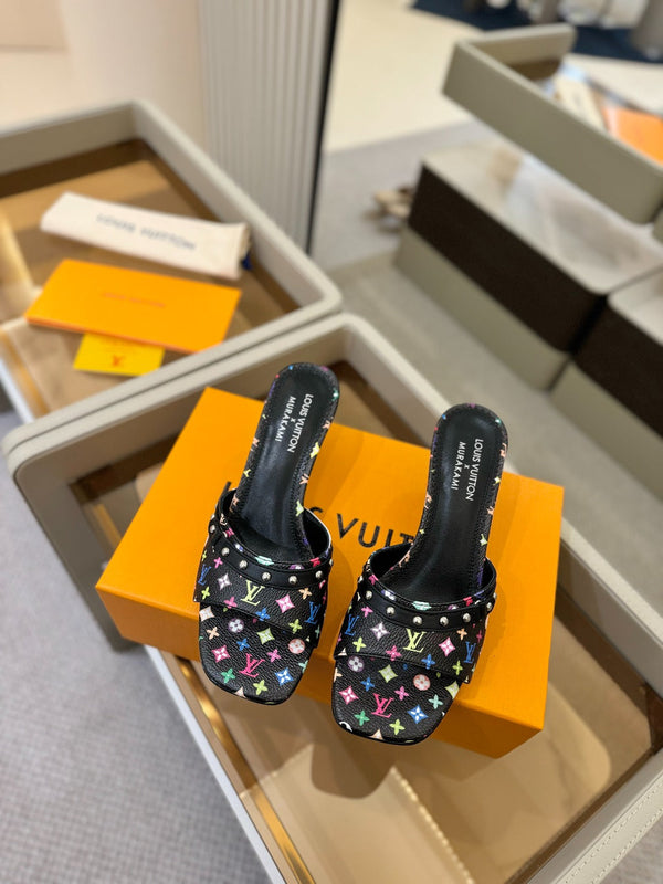 LV x TM 6AM Mule 4cm Nero e Multicolore Tela rivestita Monogram 241213