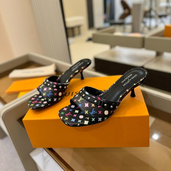 LV x TM 6AM Mule 4cm Nero e Multicolore Tela rivestita Monogram 241213