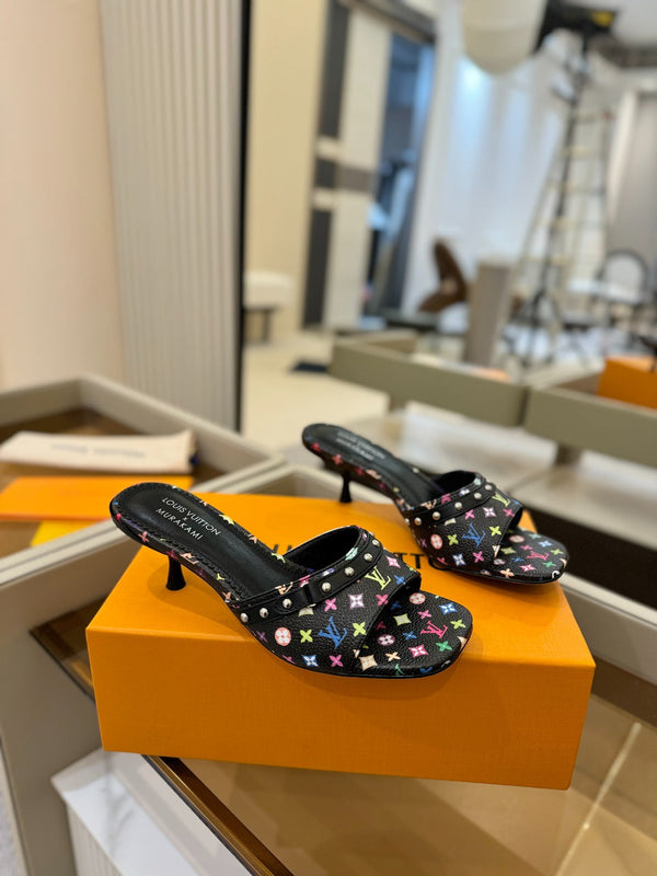 LV x TM 6AM Mule 4cm Nero e Multicolore Tela rivestita Monogram 241213