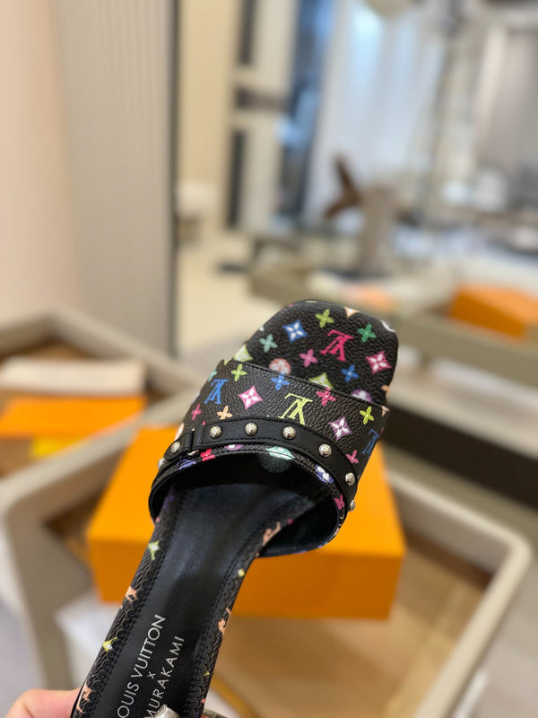 LV x TM 6AM Mule 4cm Nero e Multicolore Tela rivestita Monogram 241213