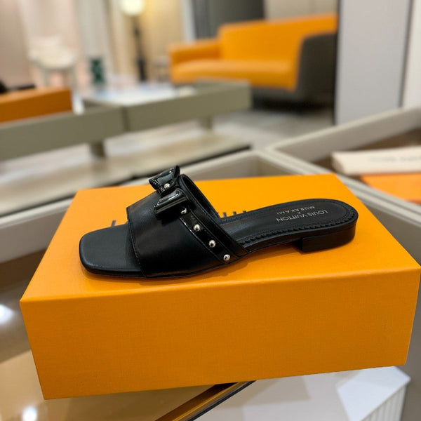 LV x TM 6AM Flat Mule Black Sheepskin 241219