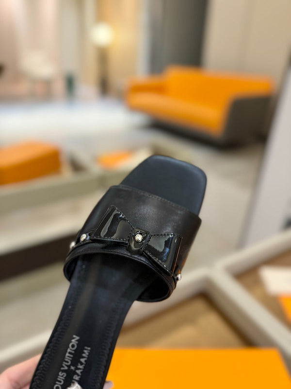 LV x TM 6AM Flat Mule Black Sheepskin 241219