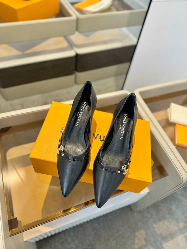 6AM 5.5cm Black Leather Pumps 241210