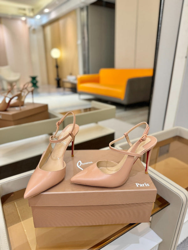 CL Jenlove Slingback 10.5cm Beige Leather 635813