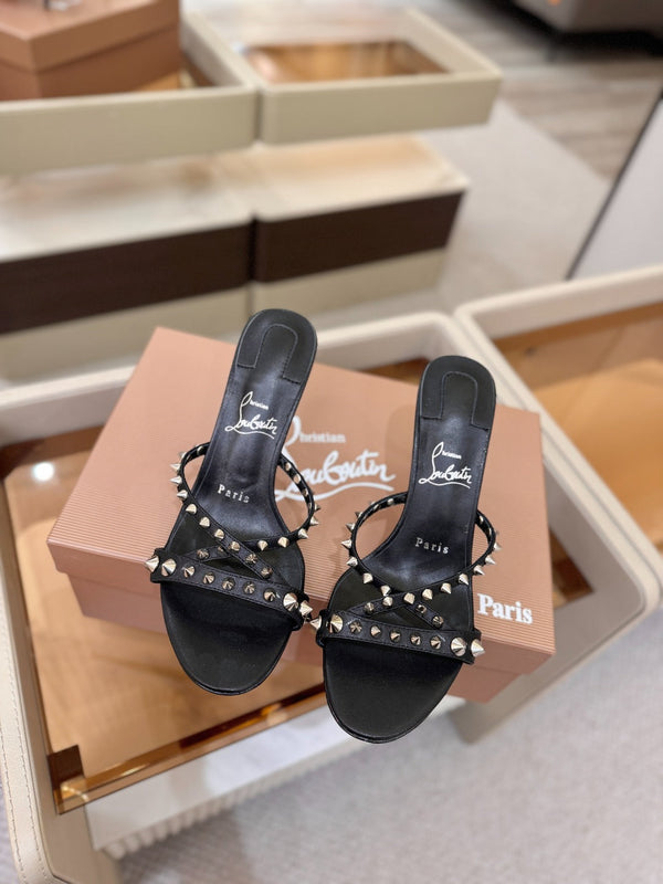 CL Tatooshka Spikes Mule 8.5cm Black Nappa Leather 776042