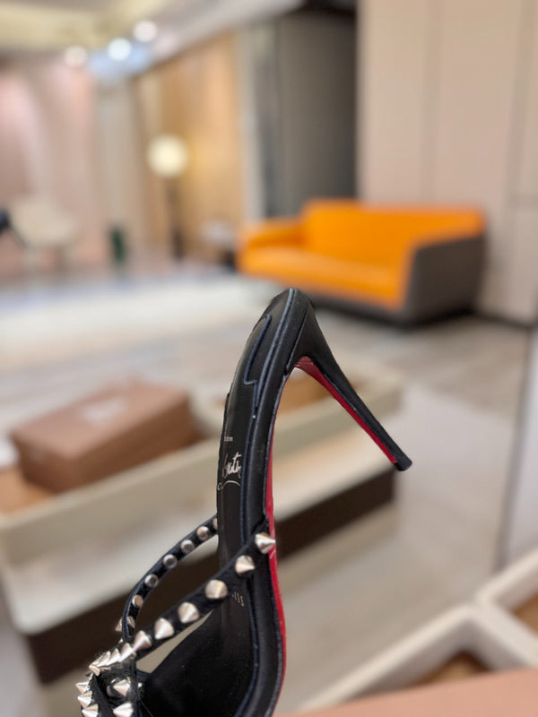 CL Tatooshka Spikes Mule 8.5cm Black Nappa Leather 776042