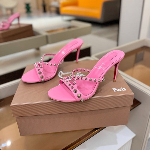 CL Tatooshka Spikes Mule 8.5cm Hot Pink Nappa Leather 776043