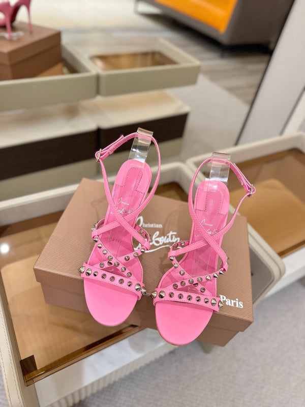 CL Tatooshka Spikes Sandal 10cm Hot Pink Nappa Leather 776044