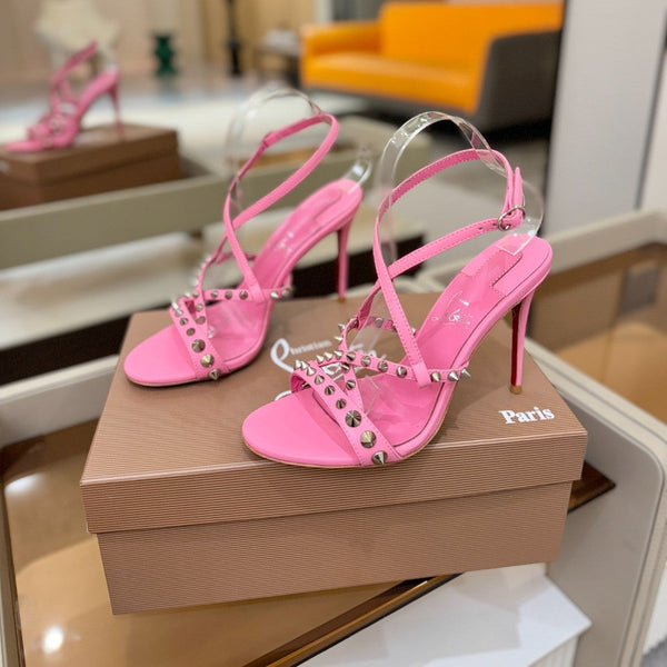 CL Tatooshka Spikes Sandal 10cm Hot Pink Nappa Leather 776044