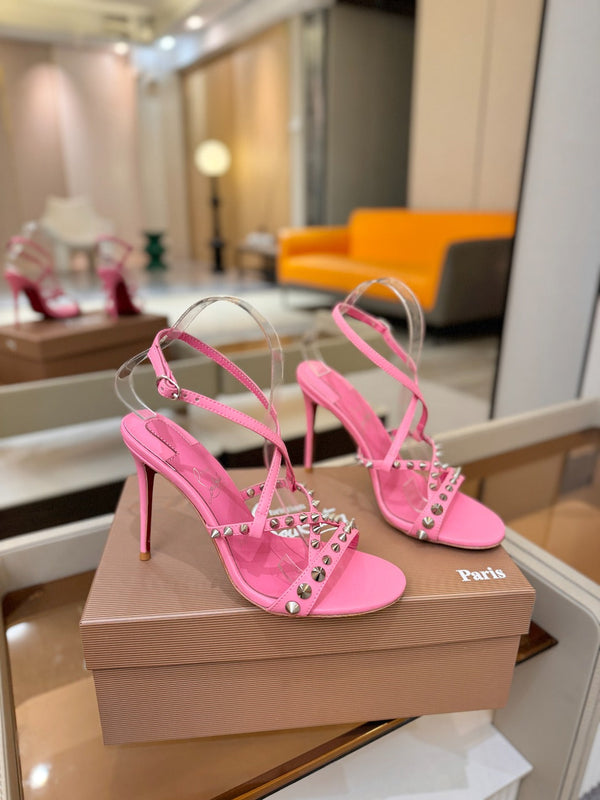 CL Tatooshka Spikes Sandal 10cm Hot Pink Nappa Leather 776044