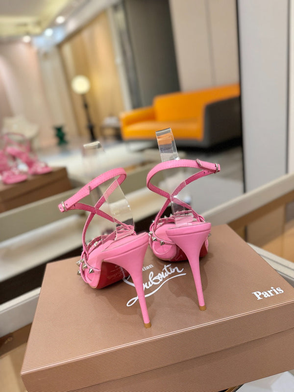 CL Tatooshka Spikes Sandal 10cm Hot Pink Nappa Leather 776044