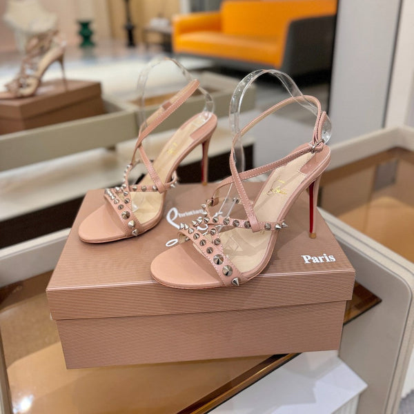 CL Tatooshka Spikes Sandal 10cm Nude Nappa Leather 776045