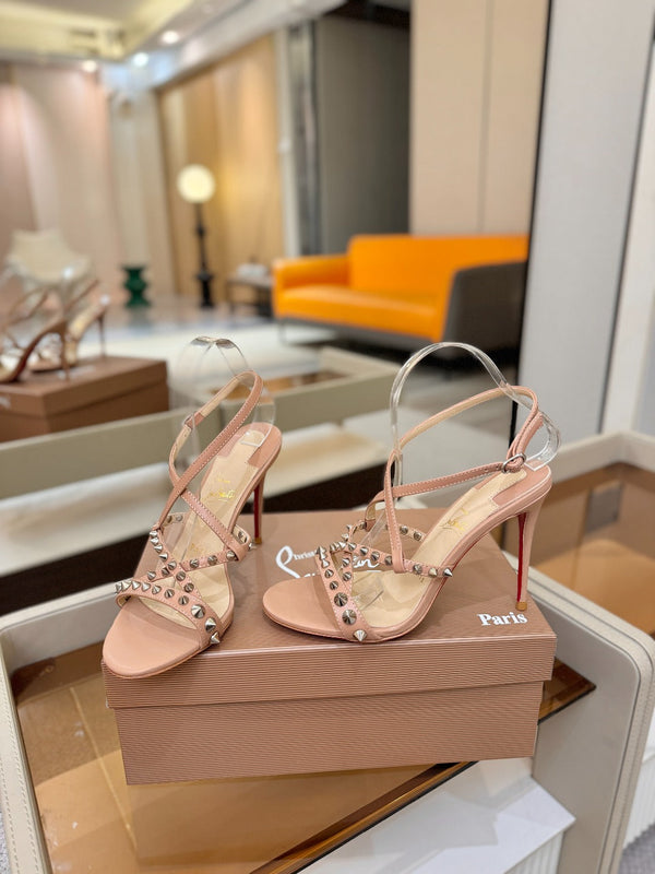 CL Tatooshka Spikes Sandal 10cm Nude Nappa Leather 776045