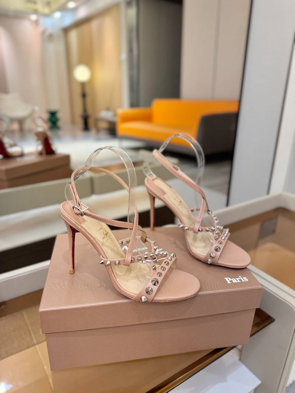 CL Tatooshka Spikes Sandal 10cm Nude Nappa Leather 776045