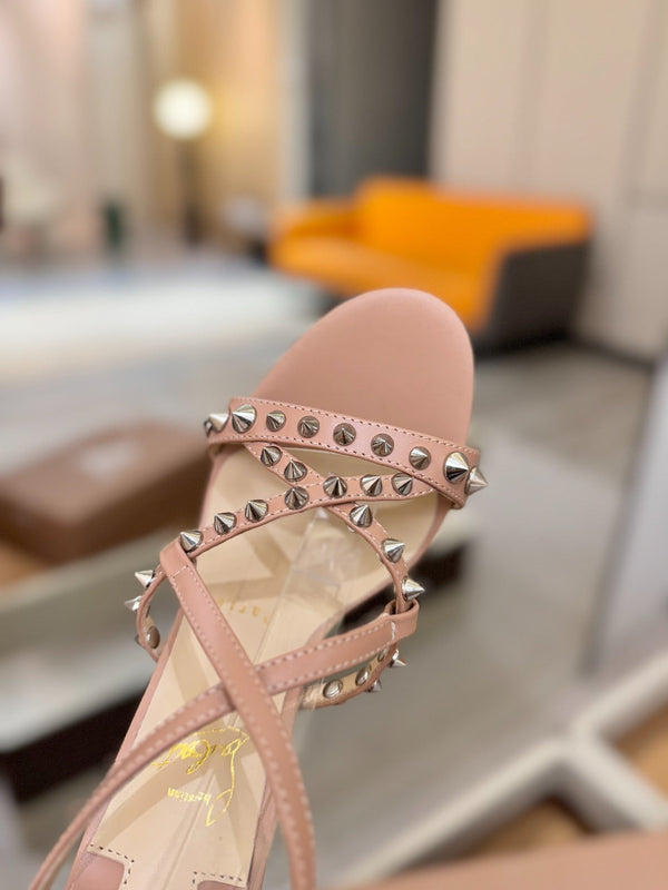 CL Tatooshka Spikes Sandal 10cm Nude Nappa Leather 776045