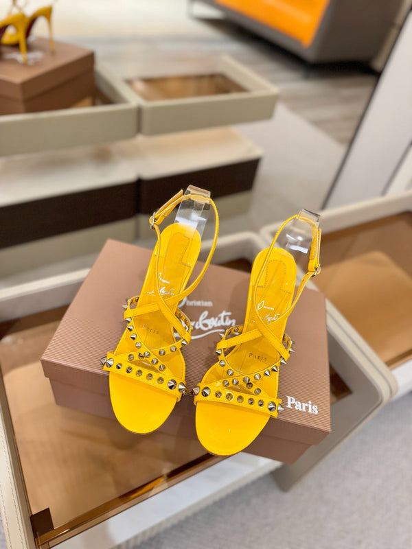 CL Tatooshka Spikes Sandal 10cm Yellow Nappa Leather 776047