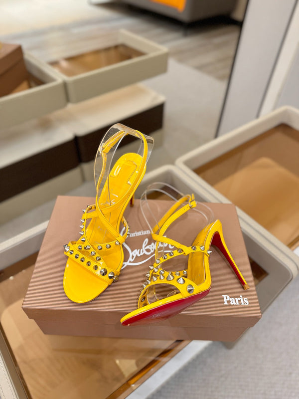 CL Tatooshka Spikes Sandal 10cm Yellow Nappa Leather 776047