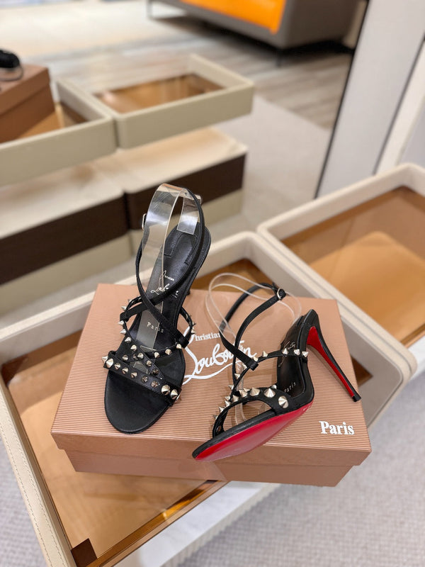 CL Tatooshka Spikes Sandal 10cm Black Nappa Leather