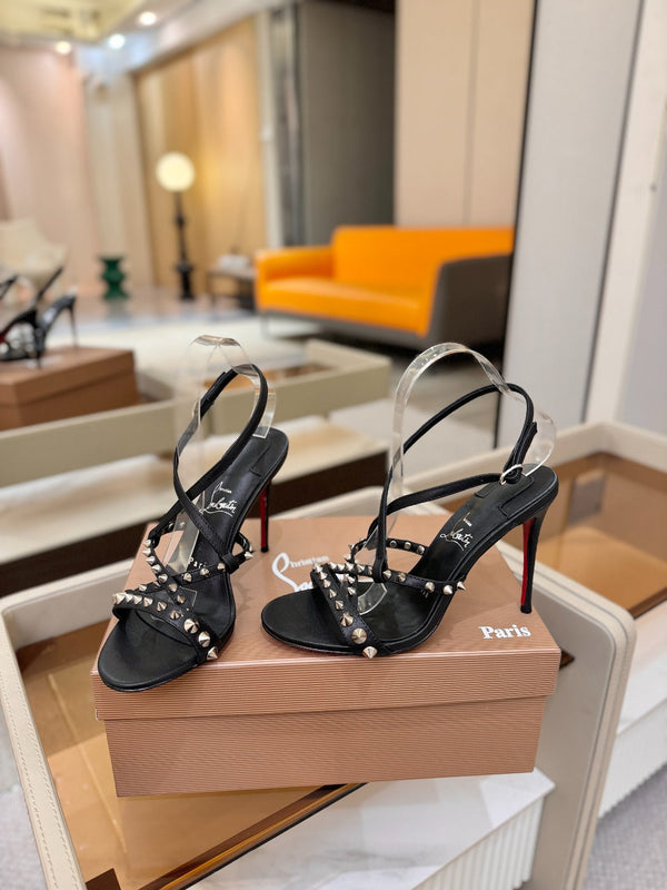 CL Tatooshka Spikes Sandal 10cm Black Nappa Leather