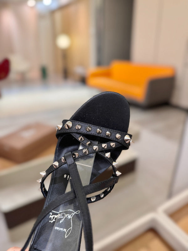 CL Tatooshka Spikes Sandal 10cm Black Nappa Leather