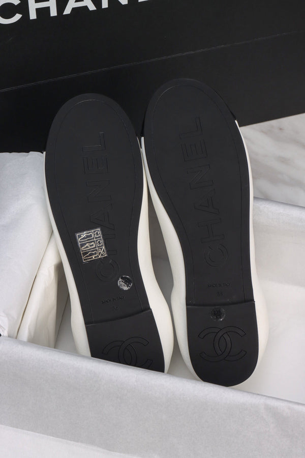 CC 26s Elasticated Ballerinas Black White Leather 964703
