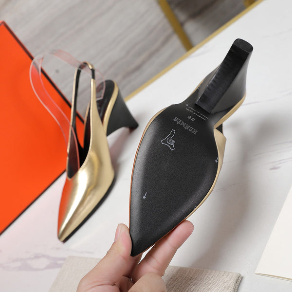 HM  Classic High-Heeled Slingback 70mm Golden Sheepskin 547639