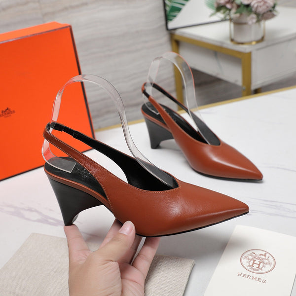 HM  Classic High-Heeled Slingback 70mm Brown Sheepskin 547640