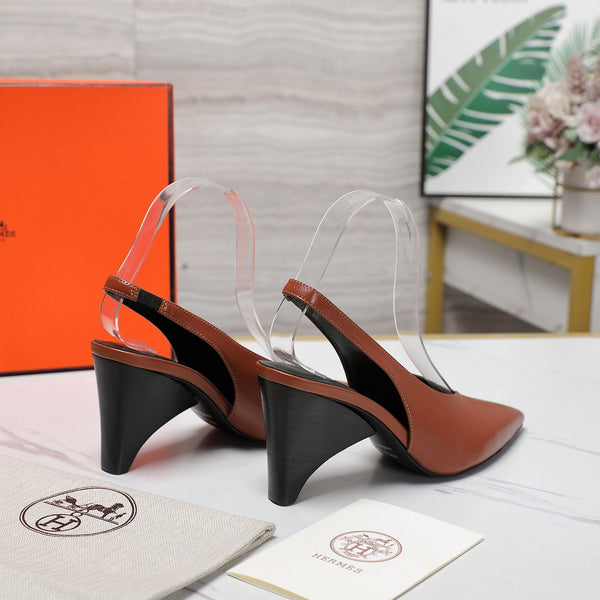 HM  Classic High-Heeled Slingback 70mm Brown Sheepskin 547640
